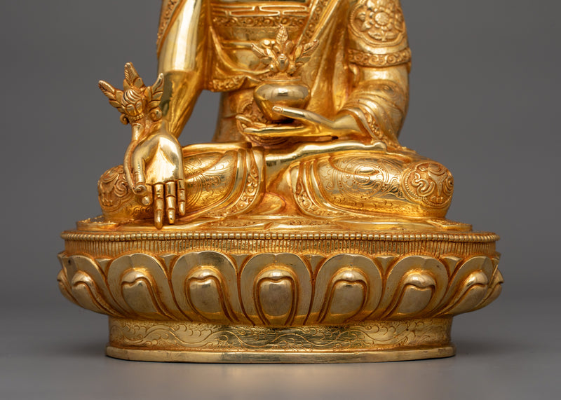 24K Gold Medicine Buddha for Dharma | Tibetan Healing Deity Statue