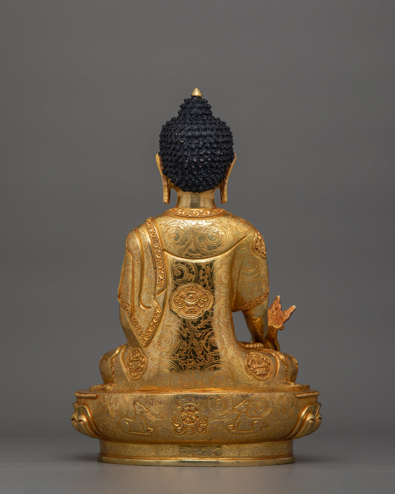 24K Gold Medicine Buddha for Dharma | Tibetan Healing Deity Statue