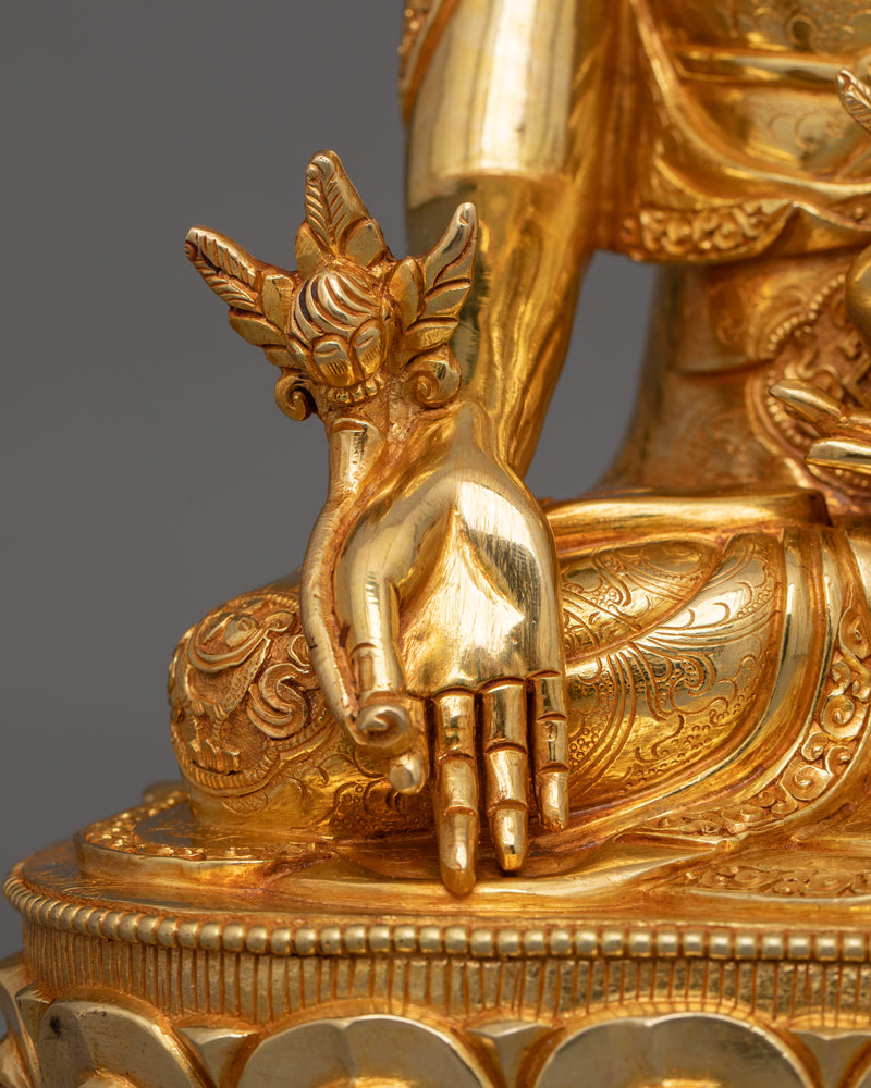 24K Gold Medicine Buddha for Dharma | Tibetan Healing Deity Statue