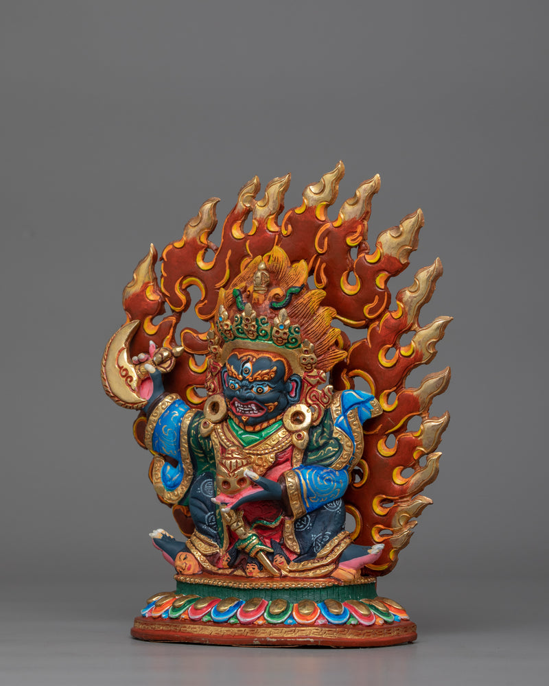 Mahakala Bernagchen Protector Deity Figurine | Tibetan Buddhism Sacred Art