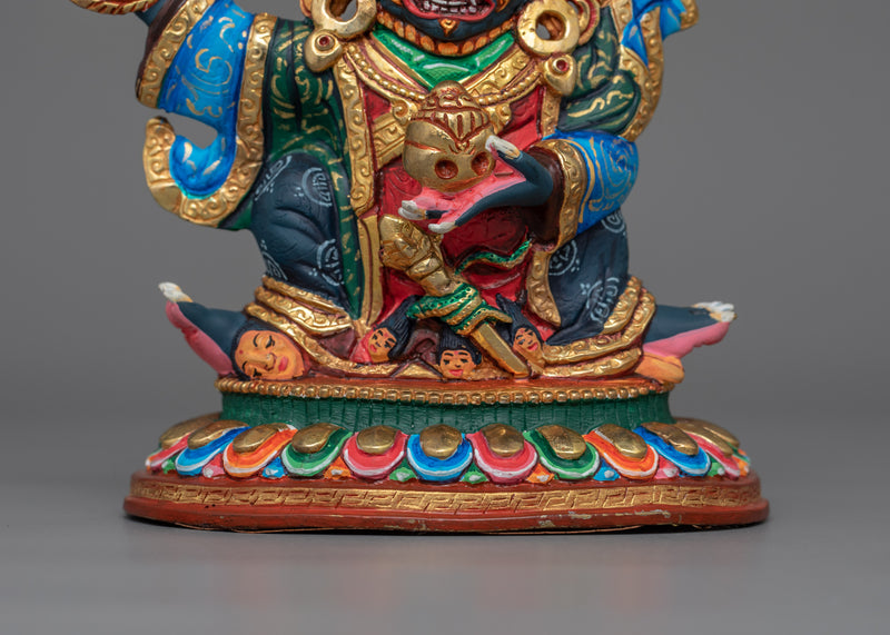 Mahakala Bernagchen Protector Deity Figurine | Tibetan Buddhism Sacred Art