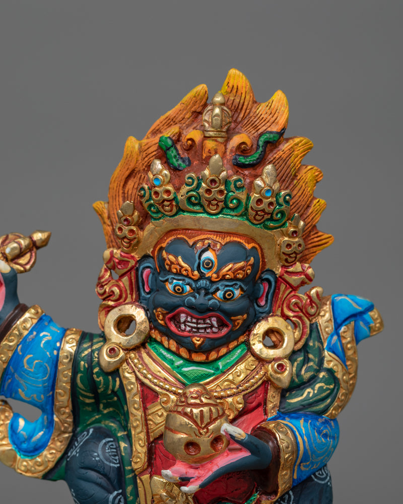 Mahakala Bernagchen Protector Deity Figurine | Tibetan Buddhism Sacred Art