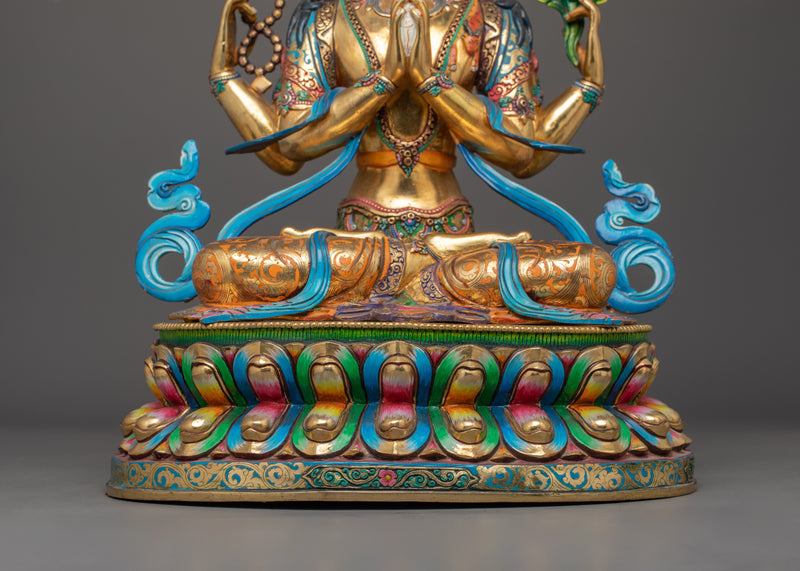 Chenrezig Four-Armed Form Figurine | Compassion and Meditation Decor