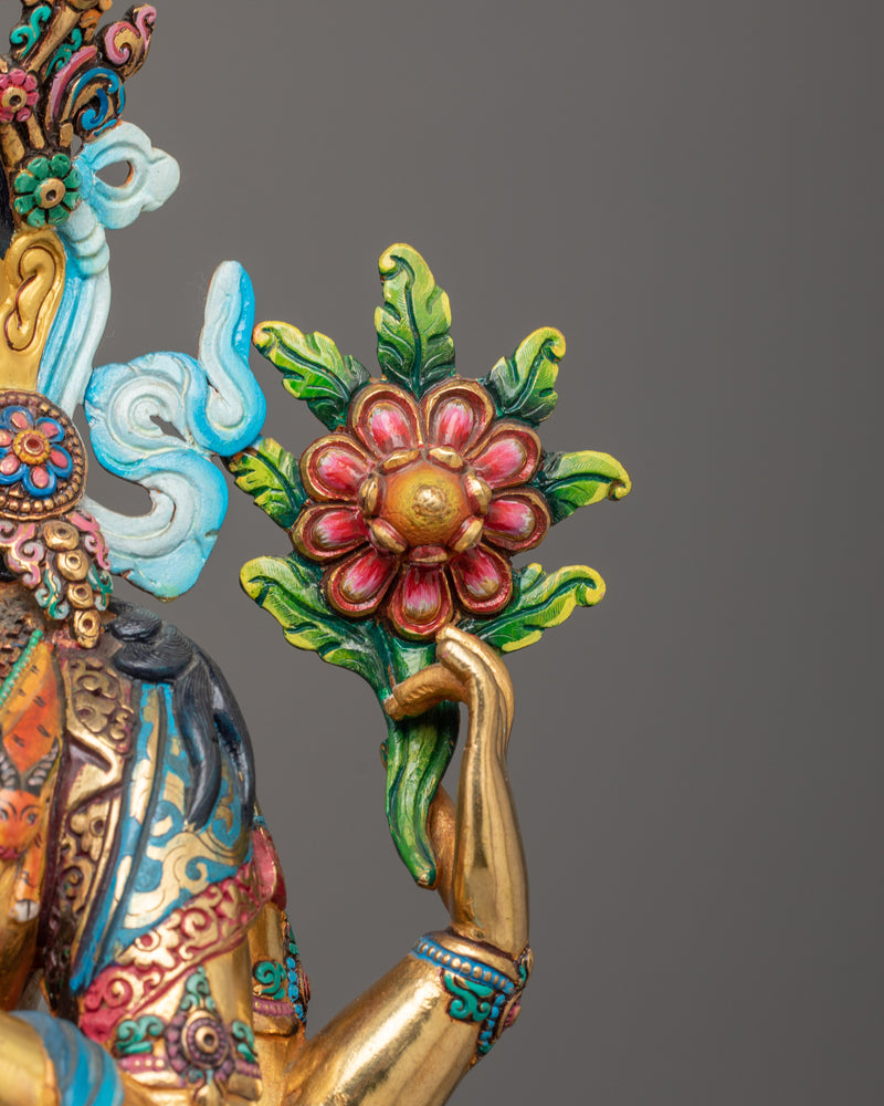 Chenrezig Four-Armed Form Figurine | Compassion and Meditation Decor