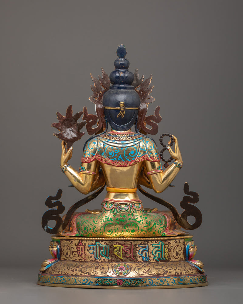 Chenrezig Four-Armed Form Figurine | Compassion and Meditation Decor