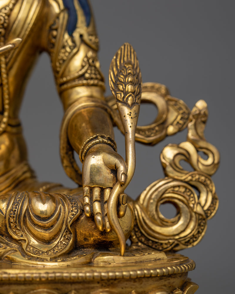 Religious Deity Kshitigarbha Statue | 24K Gold Gilded Copper Artwork