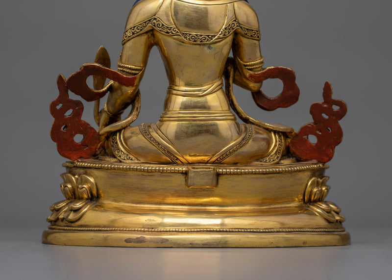 Religious Deity Kshitigarbha Statue | 24K Gold Gilded Copper Artwork