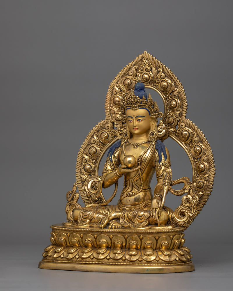 Religious Deity Kshitigarbha Statue | 24K Gold Gilded Copper Artwork