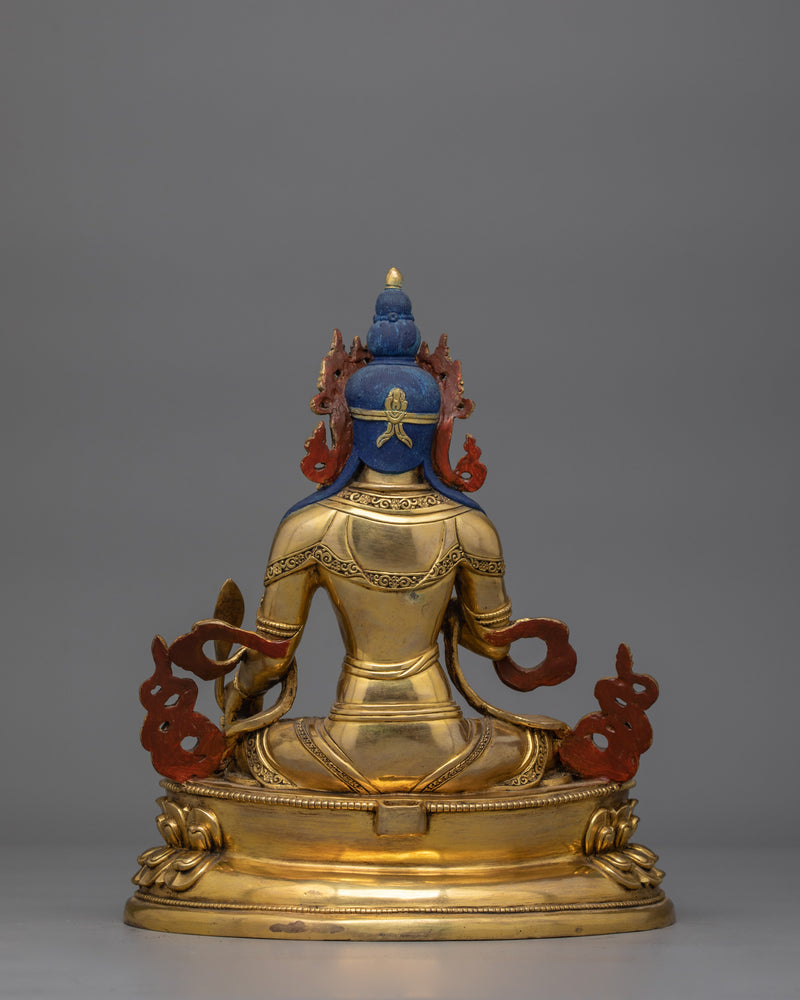 Religious Deity Kshitigarbha Statue | 24K Gold Gilded Copper Artwork