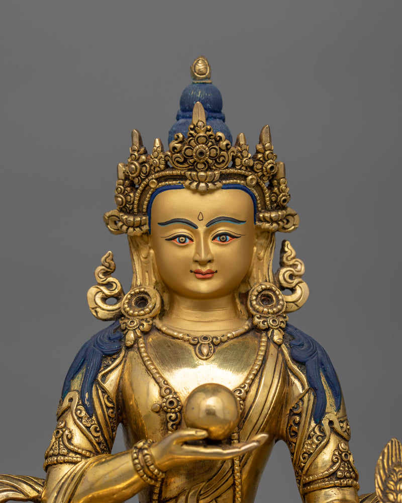 Religious Deity Kshitigarbha Statue | 24K Gold Gilded Copper Artwork