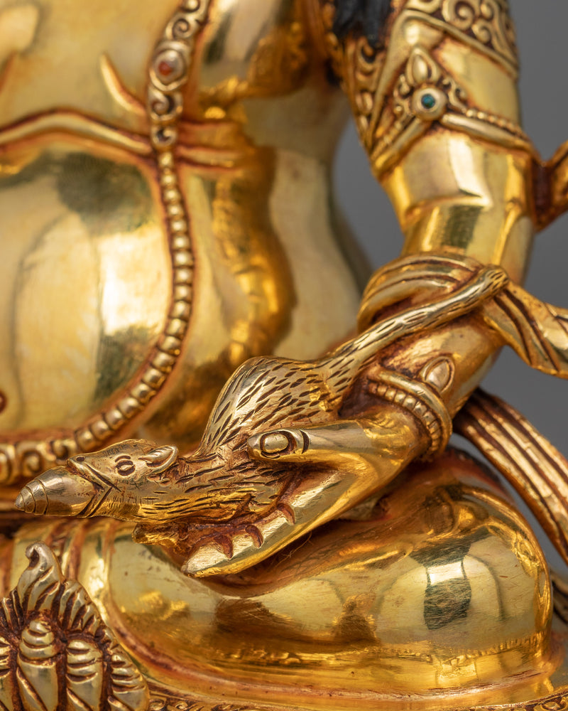 Tibetan Buddhist Wealth Deity Dzambhala Statue | 24K Gold Gilded Dzambhala Sculpture