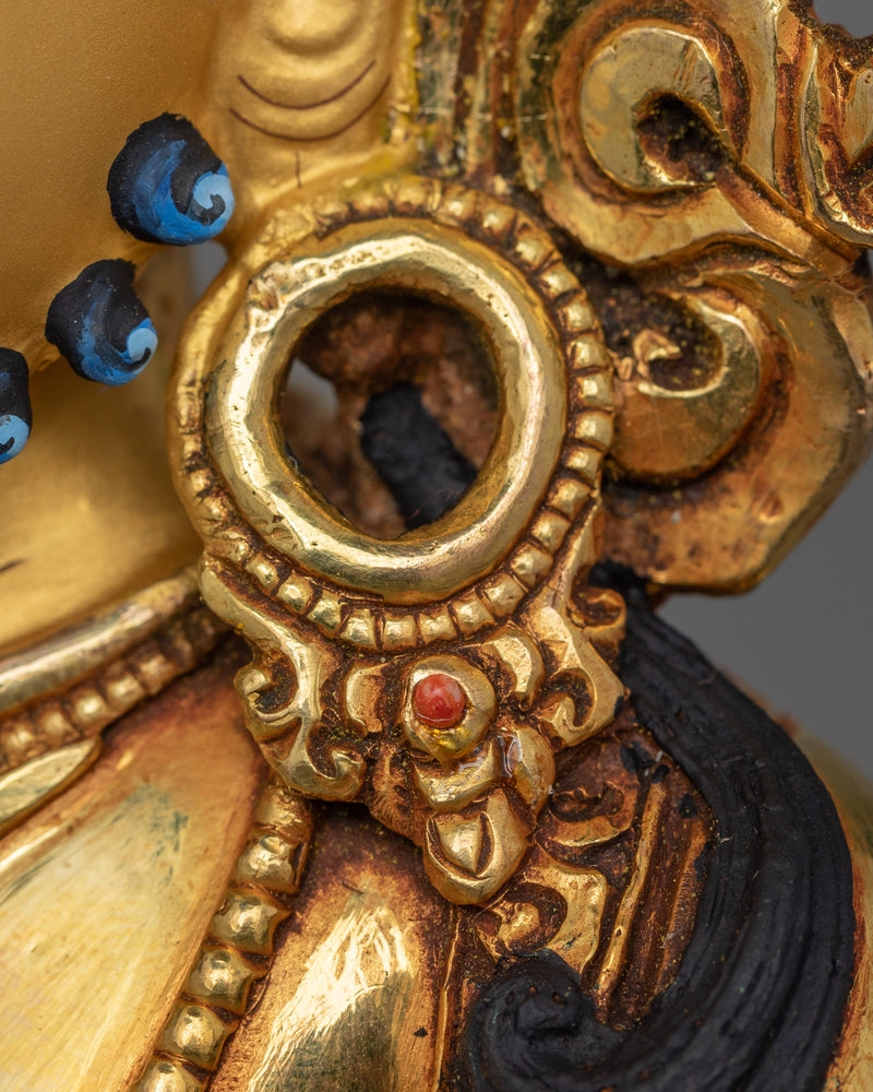 Tibetan Buddhist Wealth Deity Dzambhala Statue | 24K Gold Gilded Dzambhala Sculpture