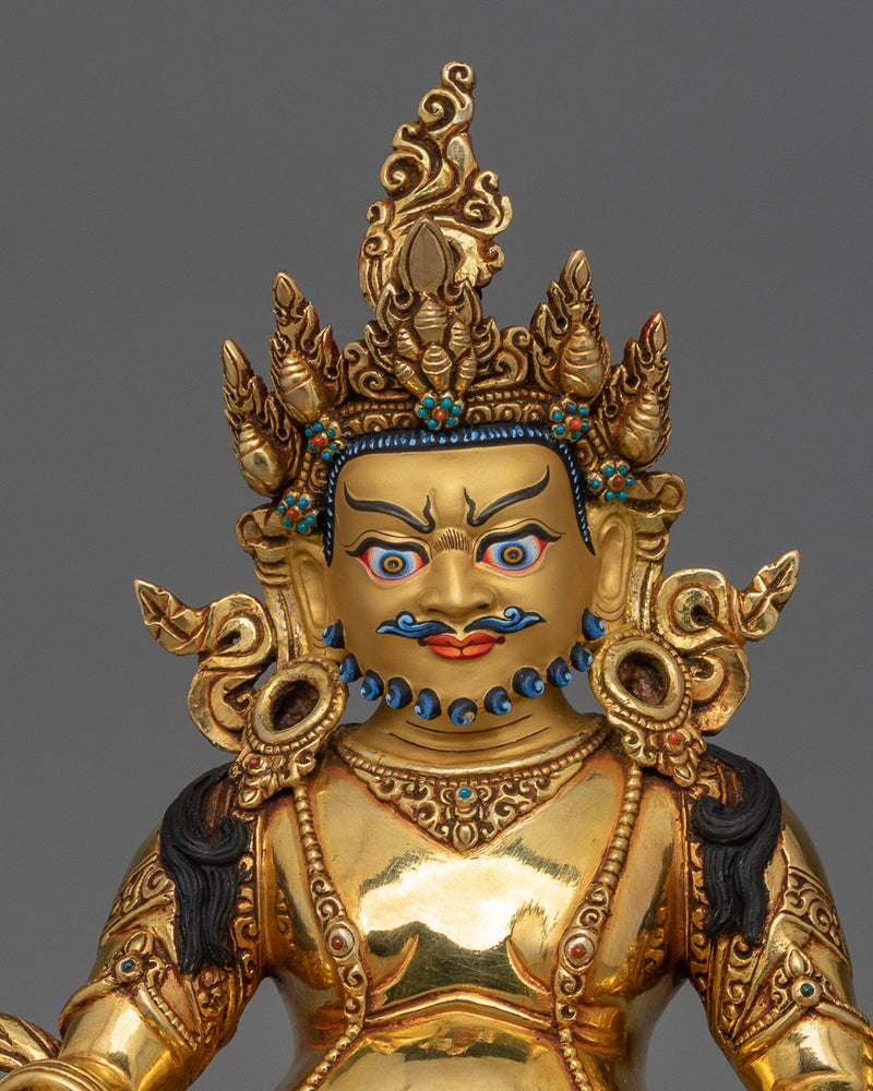 Tibetan Buddhist Wealth Deity Dzambhala Statue | 24K Gold Gilded Dzambhala Sculpture