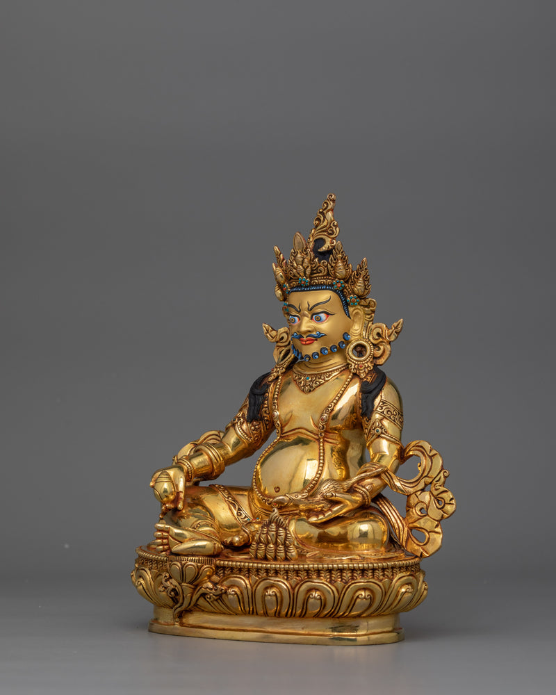 Tibetan Buddhist Wealth Deity Dzambhala Statue | 24K Gold Gilded Dzambhala Sculpture