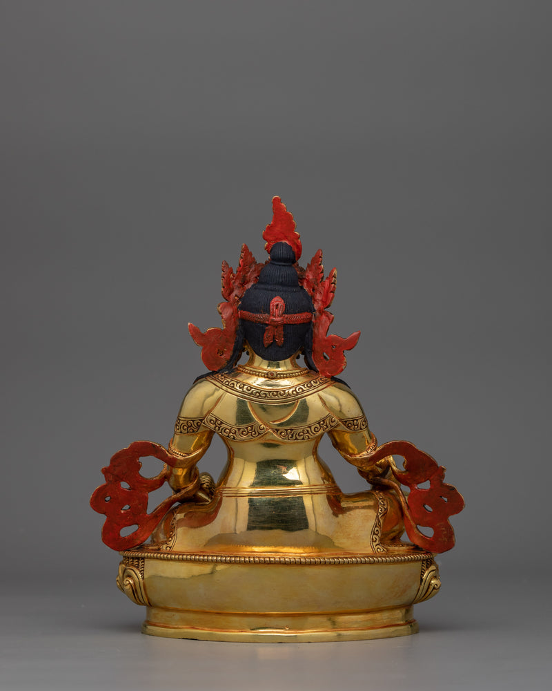 Tibetan Buddhist Wealth Deity Dzambhala Statue | 24K Gold Gilded Dzambhala Sculpture