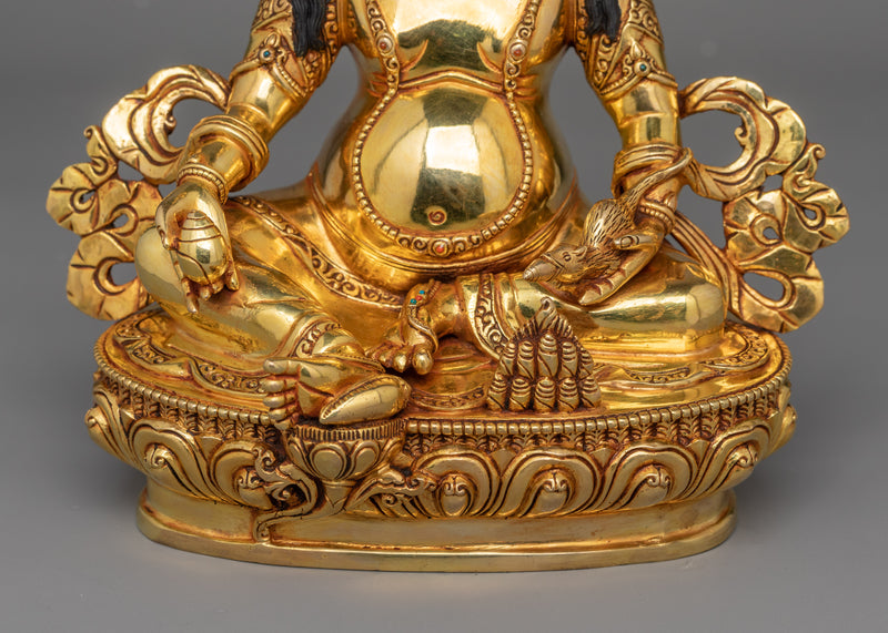 Tibetan Buddhist Wealth Deity Dzambhala Statue | 24K Gold Gilded Dzambhala Sculpture