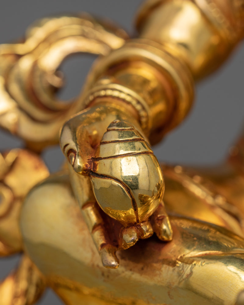 Tibetan Buddhist Wealth Deity Dzambhala Statue | 24K Gold Gilded Dzambhala Sculpture