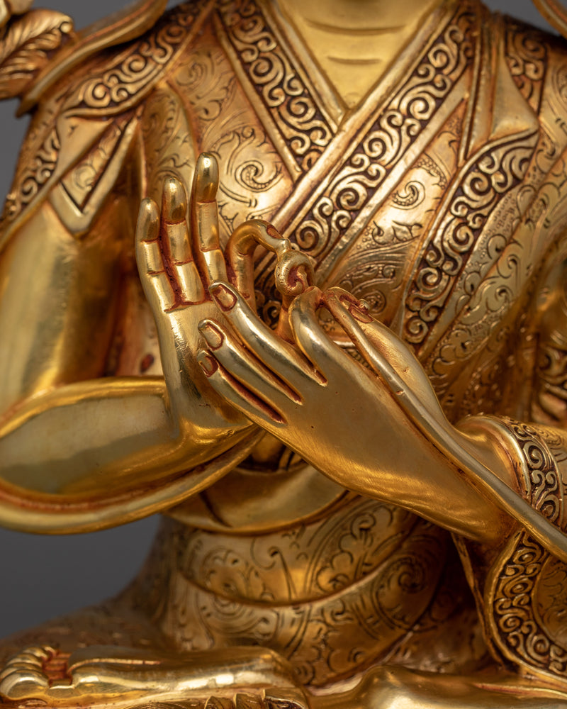 Tsongkhapa With Disciples Copper Sculpture | Tibetan Buddhism's Revered Masters