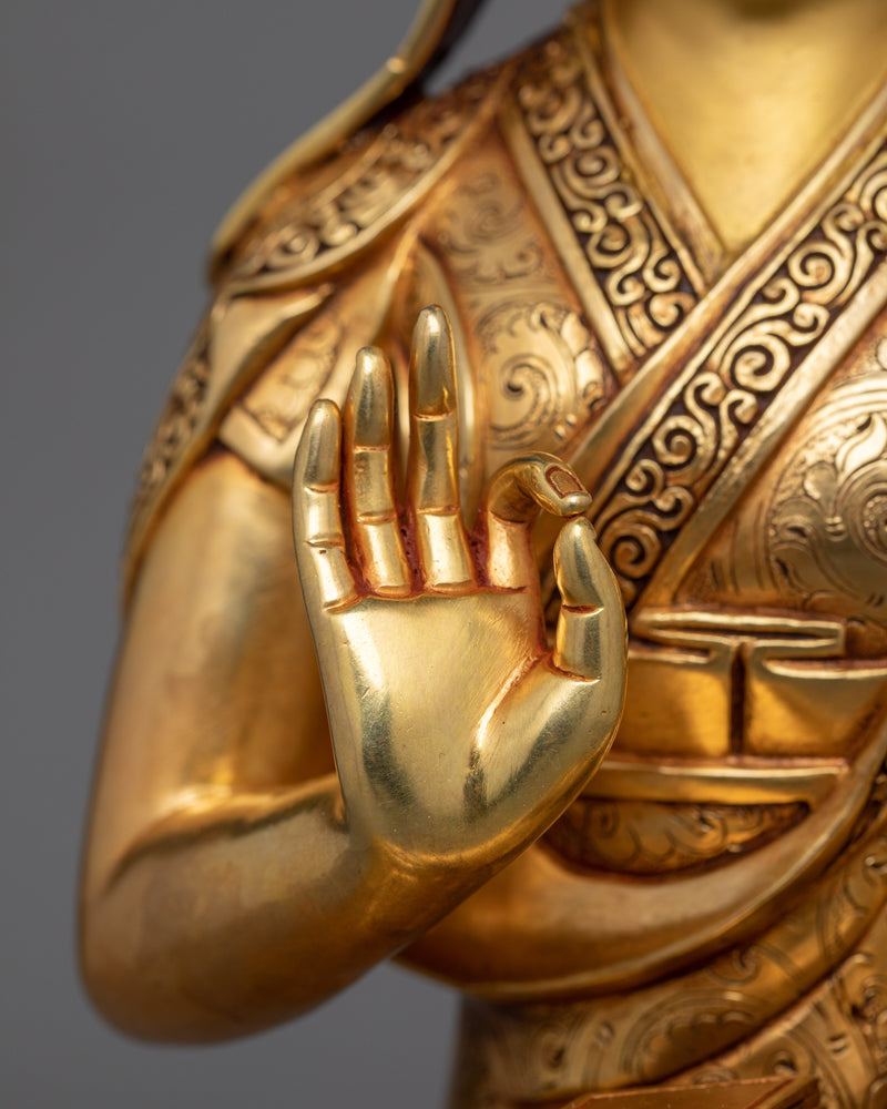 Tsongkhapa With Disciples Copper Sculpture | Tibetan Buddhism's Revered Masters