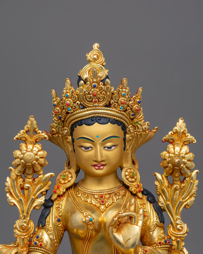 Buddhist Compassionate Goddess Green Tara Statue | Divine Feminine Artwork