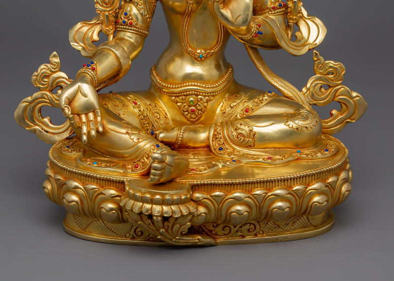 Buddhist Compassionate Goddess Green Tara Statue | Divine Feminine Artwork