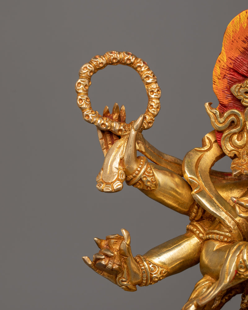 Handmade Six-Armed Mahakala Figurine | Wrathful Guardian of the Dharma