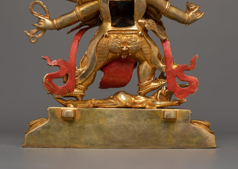 Handmade Six-Armed Mahakala Figurine | Wrathful Guardian of the Dharma