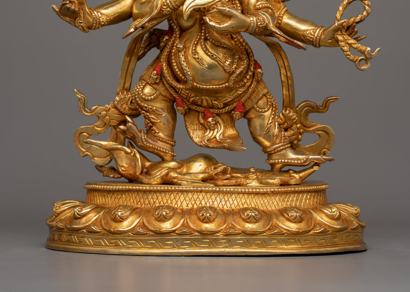 Handmade Six-Armed Mahakala Figurine | Wrathful Guardian of the Dharma