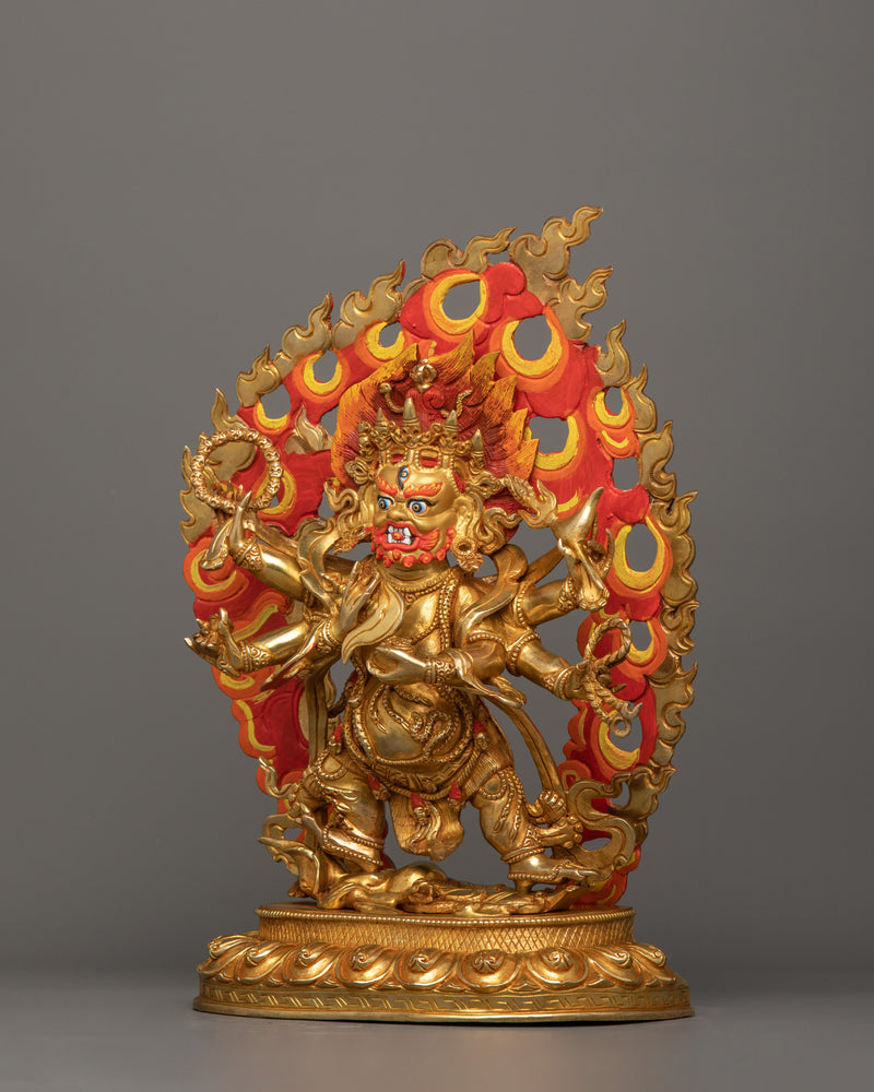 Handmade Six-Armed Mahakala Figurine | Wrathful Guardian of the Dharma