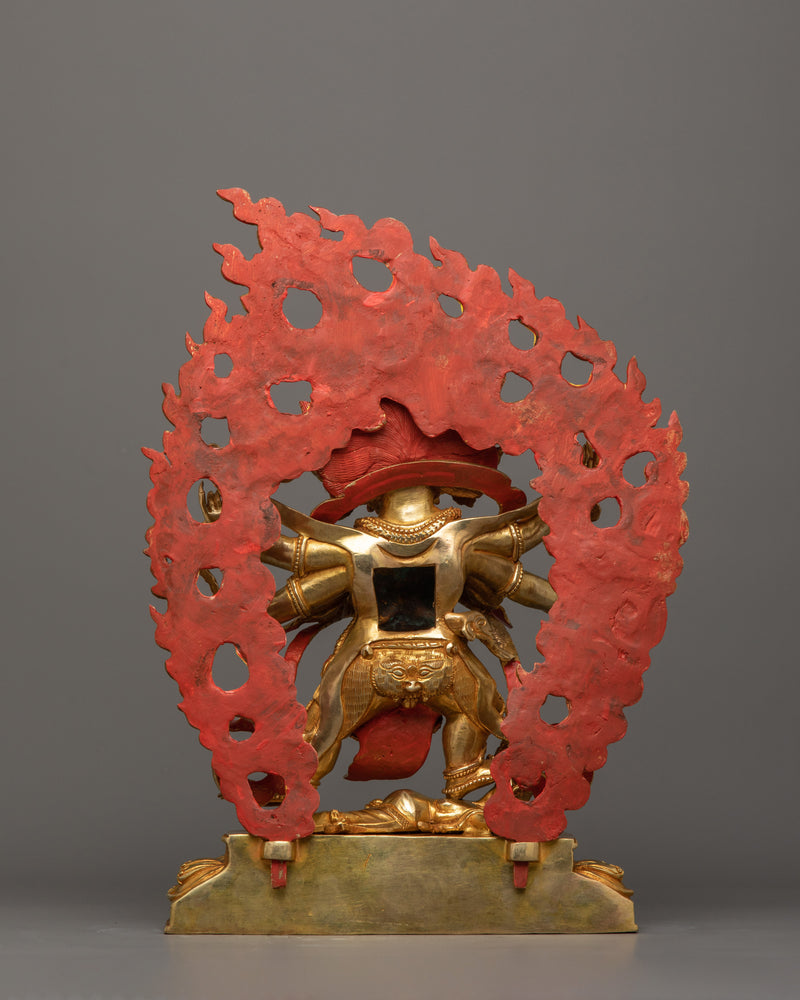 Handmade Six-Armed Mahakala Figurine | Wrathful Guardian of the Dharma