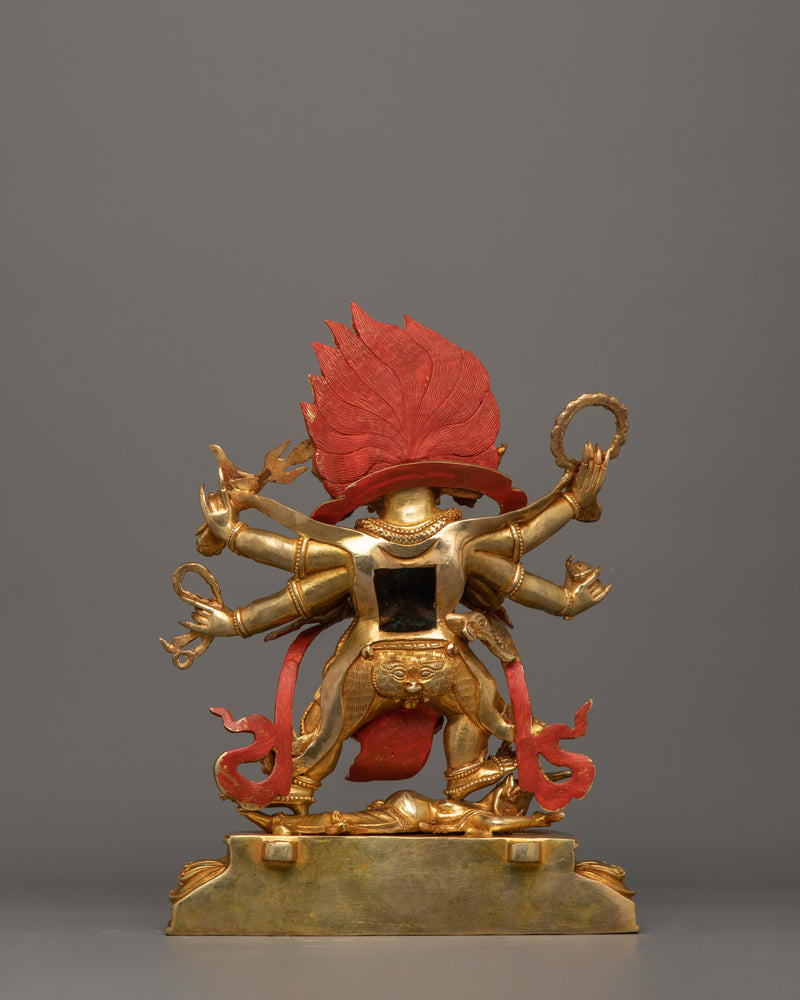 Handmade Six-Armed Mahakala Figurine | Wrathful Guardian of the Dharma