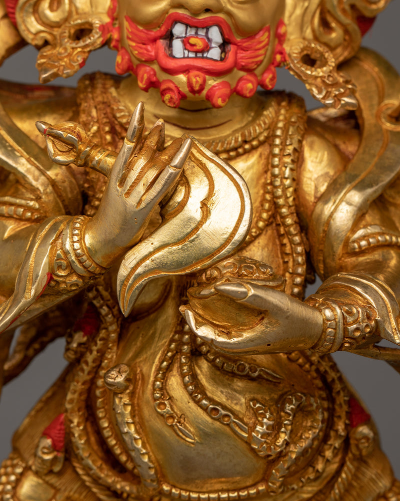 Handmade Six-Armed Mahakala Figurine | Wrathful Guardian of the Dharma