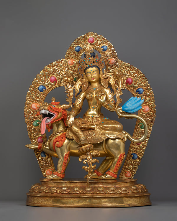 green-tara-seated-on-snow-lion