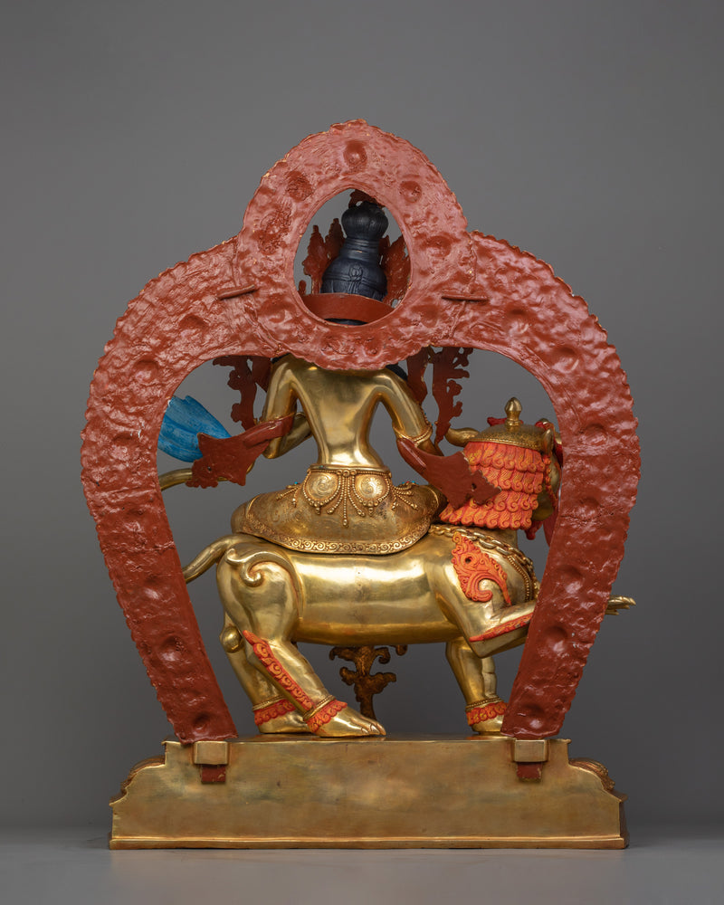 Green Tara Seated on a Snow lion Sculpture | Protector and Liberator from Fear