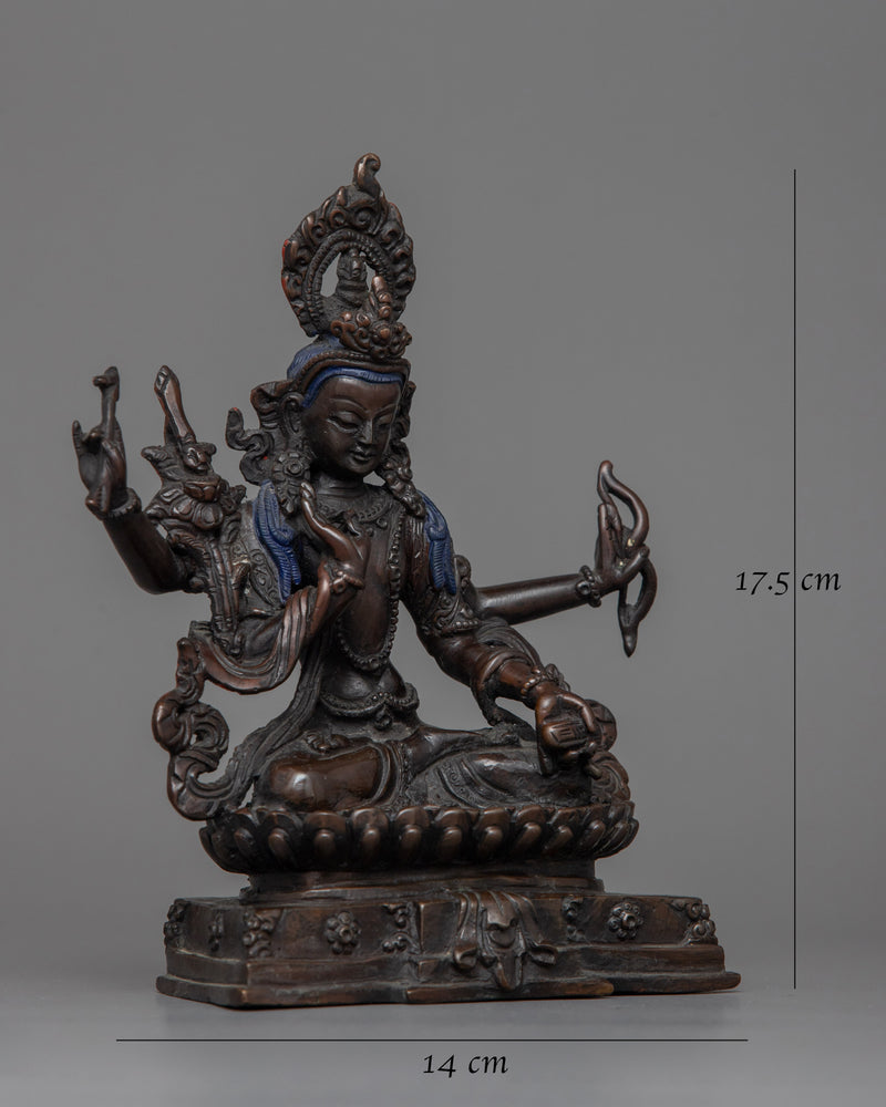 Tibetan Maha Manjushri Figurine | Bodhisattva in Meditation Posture