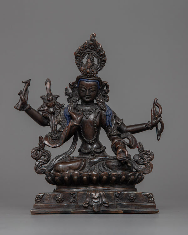 Tibetan Maha Manjushri Figurine | Bodhisattva in Meditation Posture