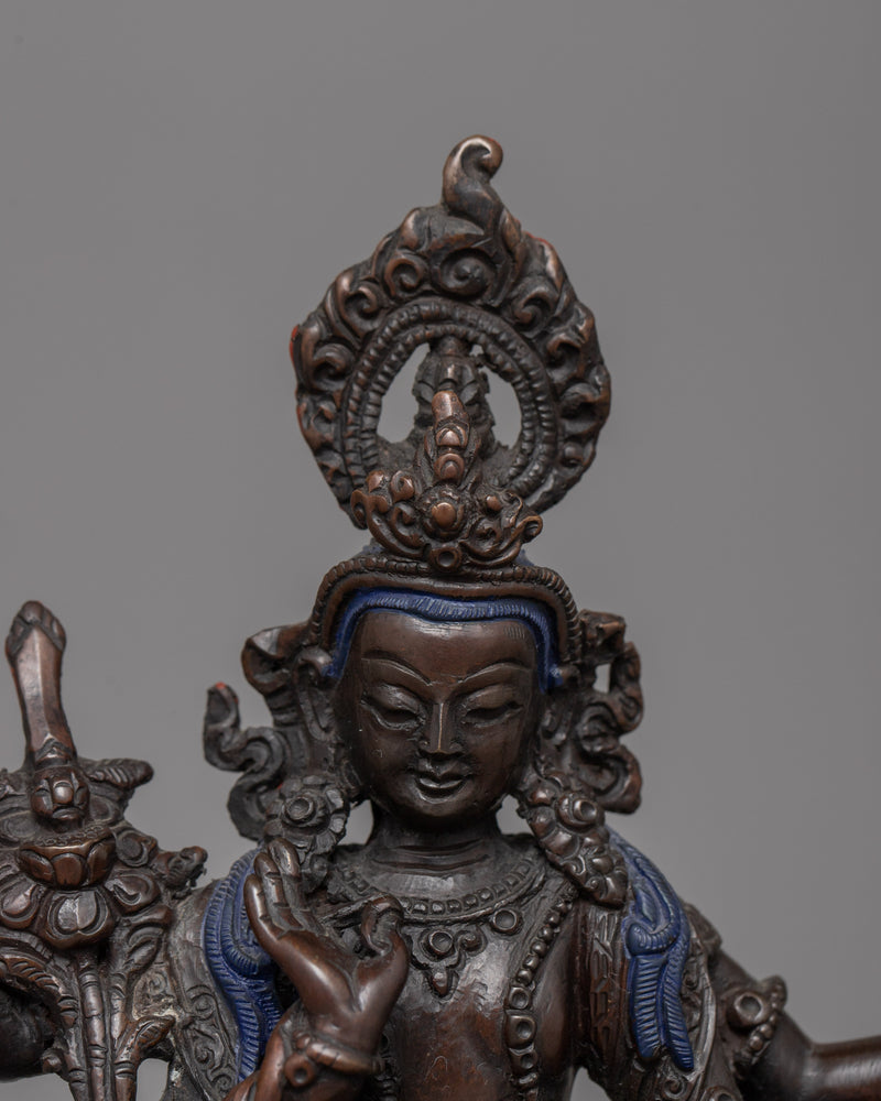 Tibetan Maha Manjushri Figurine | Bodhisattva in Meditation Posture