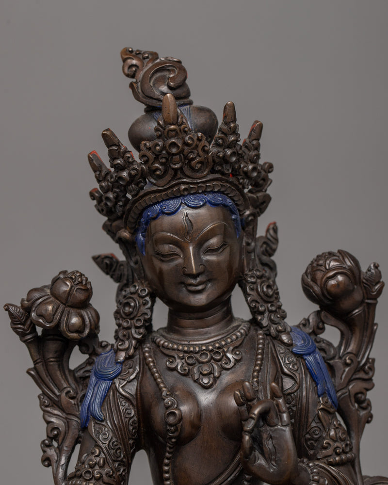 Seven Eyes Goddess White Tara Statue | Mother of all Buddhas