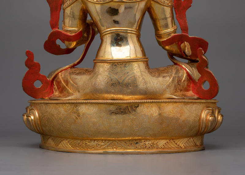 24K Gold Gilded Syamatara Statue | Goddess Green Tara Statue