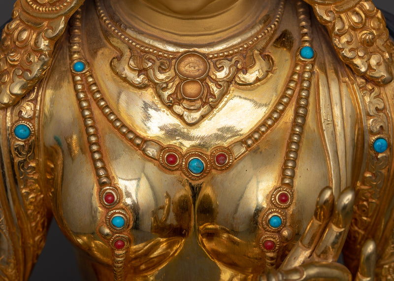 24K Gold Gilded Syamatara Statue | Goddess Green Tara Statue