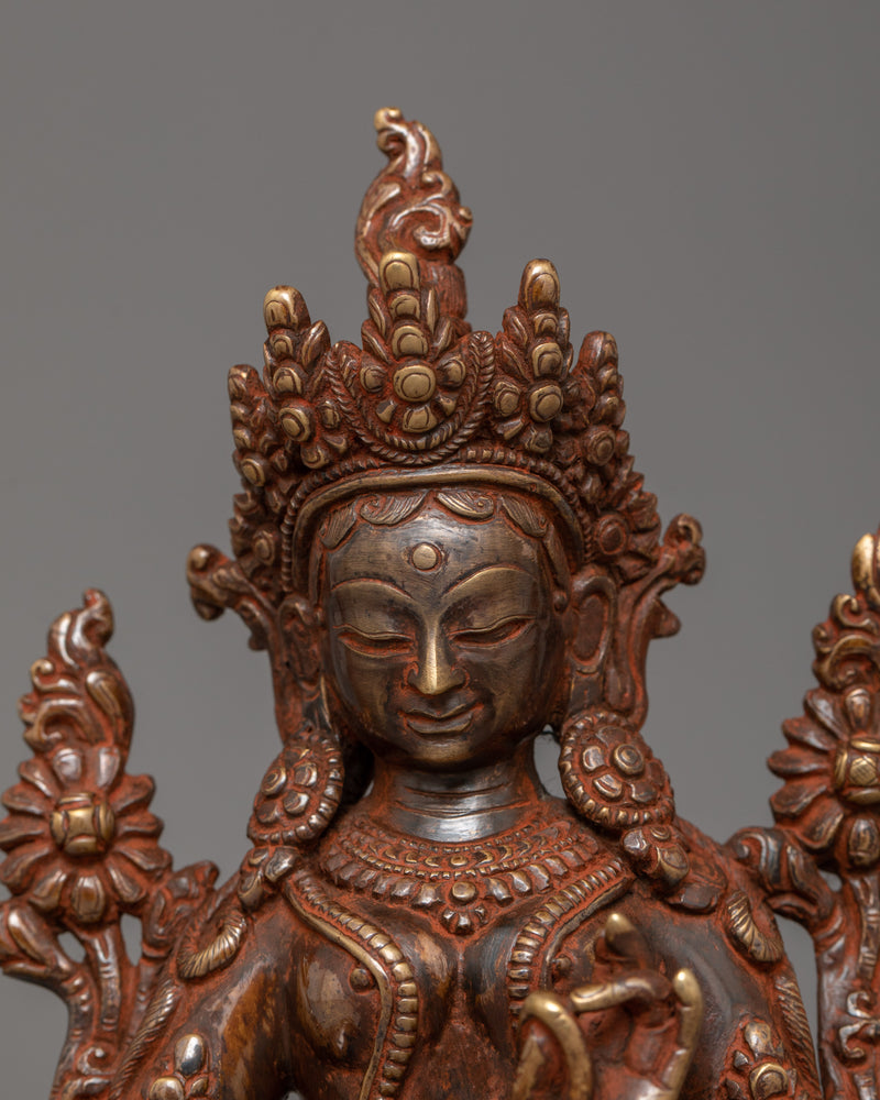 Oxidized Syamatara Statue | Female Deity of Protection and Healing