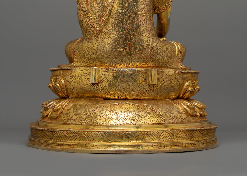 Handmade Peaceful Buddha Shakyamuni | 24K Gold Gilded Sculpture