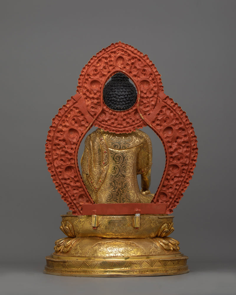 Handmade Peaceful Buddha Shakyamuni | 24K Gold Gilded Sculpture