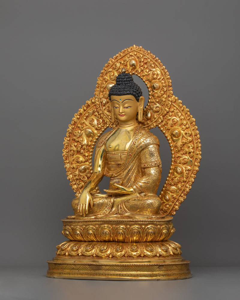 Handmade Peaceful Buddha Shakyamuni | 24K Gold Gilded Sculpture