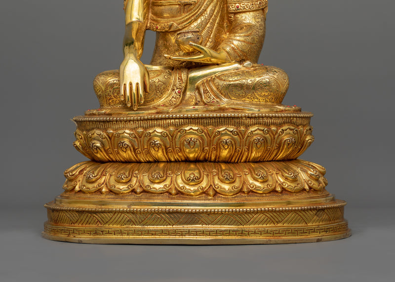 Handmade Peaceful Buddha Shakyamuni | 24K Gold Gilded Sculpture