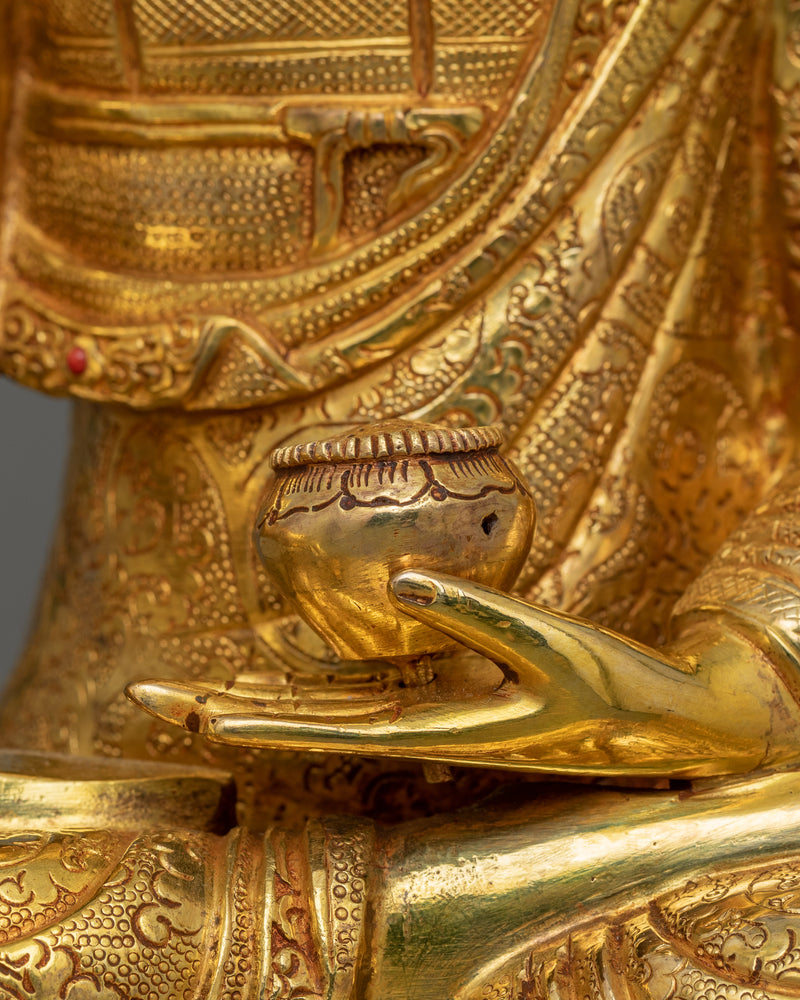 Handmade Peaceful Buddha Shakyamuni | 24K Gold Gilded Sculpture