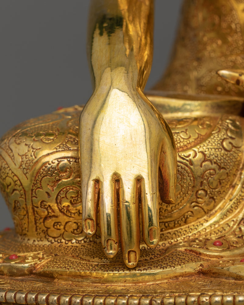 Handmade Peaceful Buddha Shakyamuni | 24K Gold Gilded Sculpture