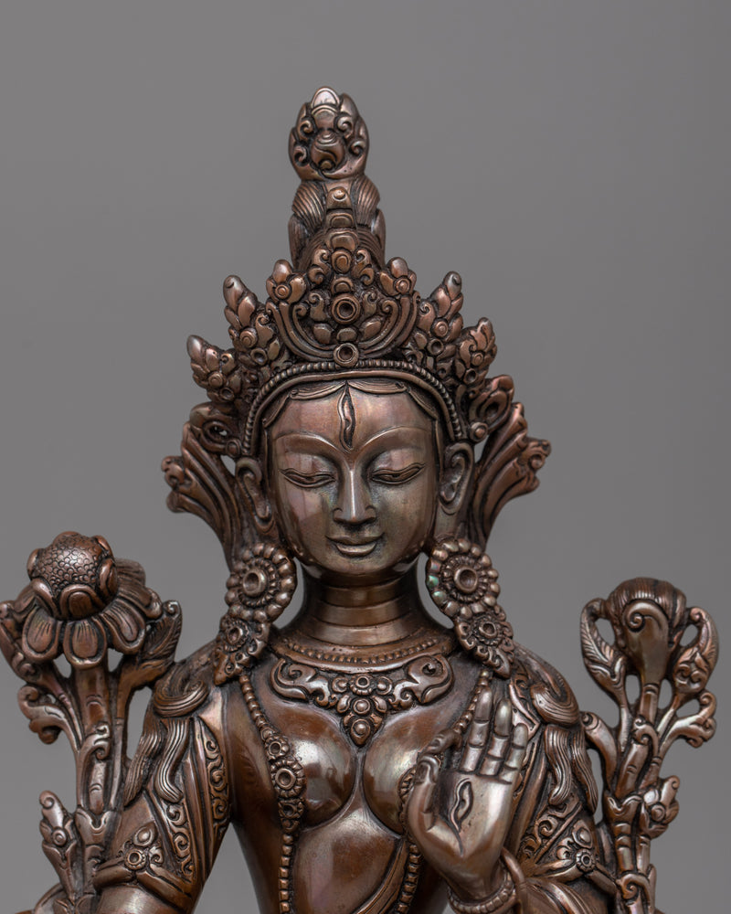 White Tara Enlightened Female Goddess Figurine | Compassionate Dolma Karpo Statue