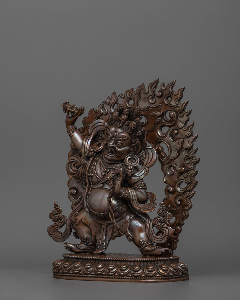 Vajrapani Handcrafted Oxidized Copper Sculpture  | Symbol of Protection and Strength