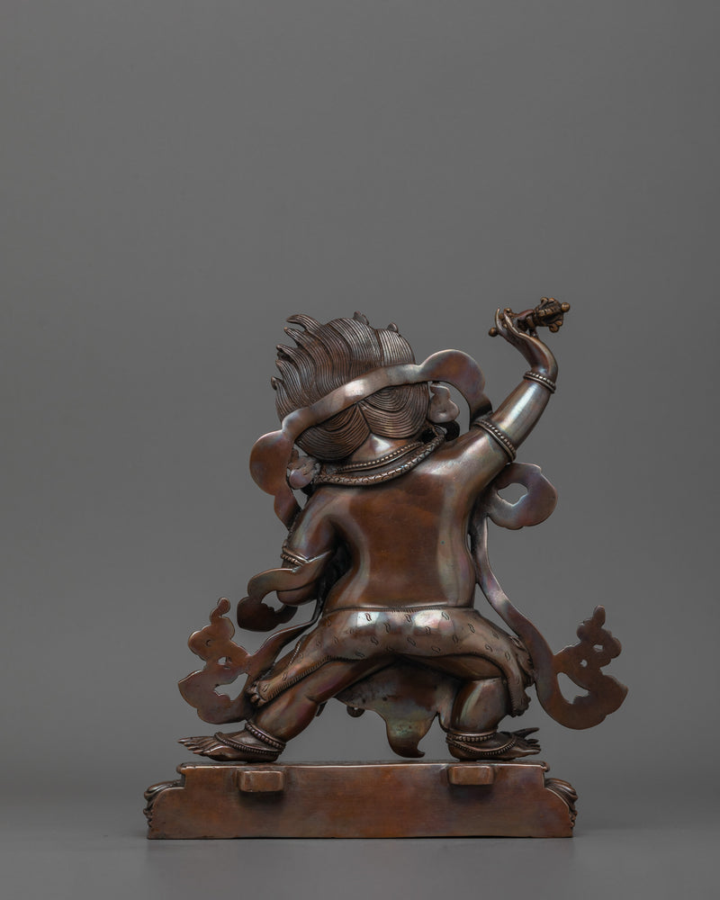 Vajrapani Handcrafted Oxidized Copper Sculpture  | Symbol of Protection and Strength